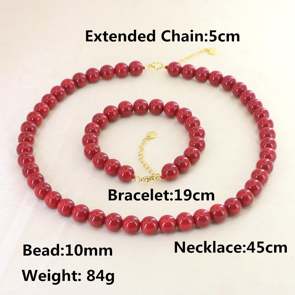 

Винтажное ожерелье из красного коралла, браслет, циркон, гладкий камень 4-10 мм, бусины, удлиняемый браслет-манжета для женщин, для йоги, можно использовать как брелок