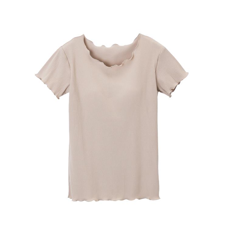 

Футболка с короткими рукавами и рюшами, без бюстгальтера, со встроенными чашками для груди XL