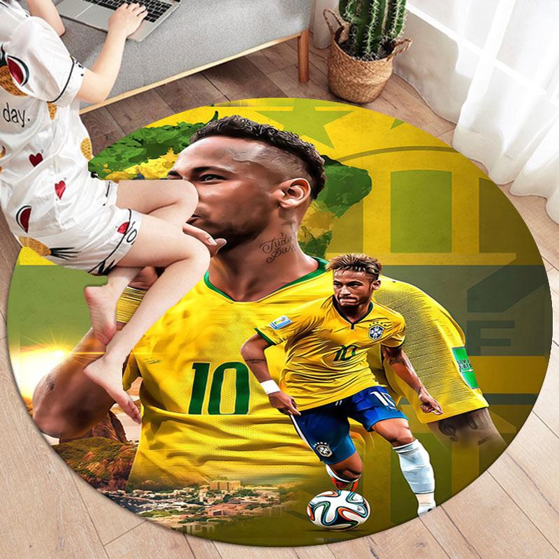 Neymar Round Area Rug,Carpet Rug for Living Room Bedroom Sofa Playroom Decor,Non-slip Floor Mat