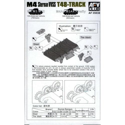 AFV Club 1/35 T48 Caterpillar Tracks for M4/M3 Medium Tanks (VVSS Series) (Working)