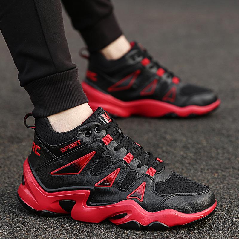 

Модная мужская обувь Осень и Зима Высокие кроссовки2024 Мужская повседневная спортивная обувь Корейская версия Тренд Дышащие баскетбольные кроссовки 44 чёрный