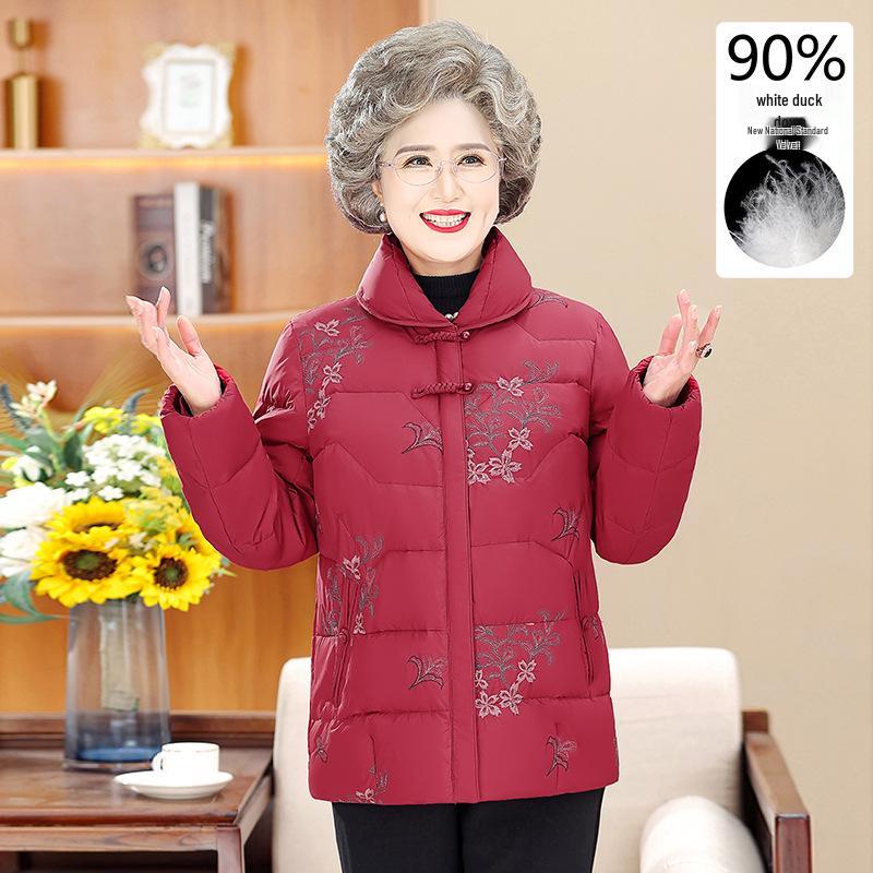Thickened Short Down Jacket for Elderly Women – Cozy Winter Coat for Grandma