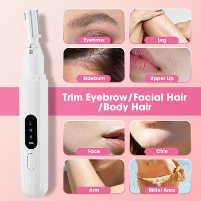 Women's Electric Eyebrow Trimmer Pencil Mini Portable Automatic Hair Remover Shavers with Rechargeable Blade for Face