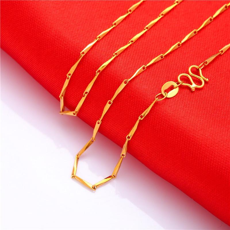 Gold Plated Brass Classic Personality Thin Necklace Water Wave Chain Gift