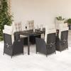 VidaXL Garden Dining Set Cushions 7pcs Black Wicker 3213064