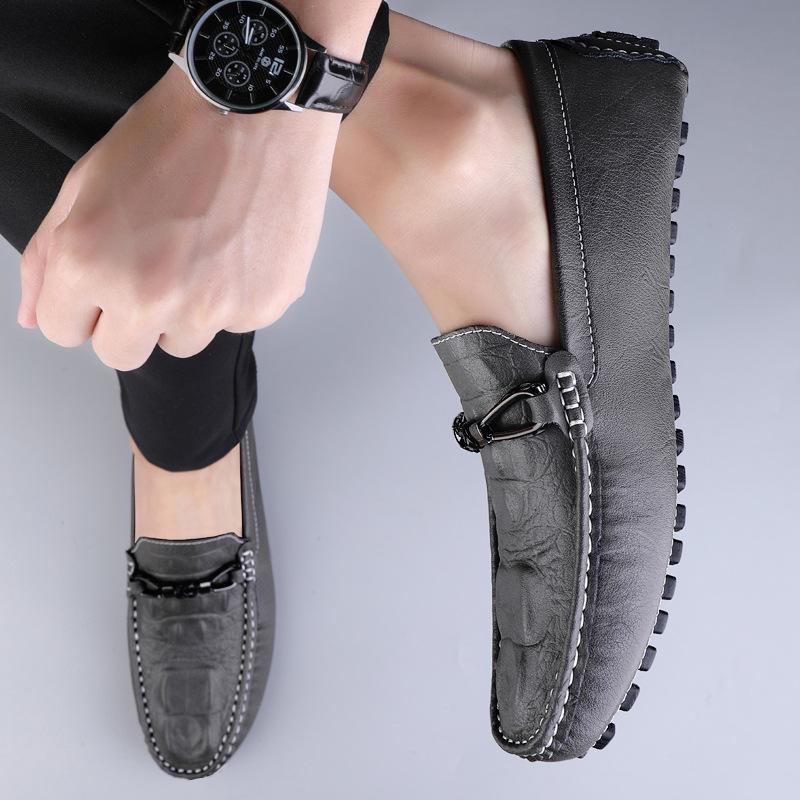 

Мужская обувь 2025 лето новая обувь-бини на одной педали, ленивая, нескользящая, с крокодиловым узором, большого размера, британская повседневная обувь для мужчин 47 серый