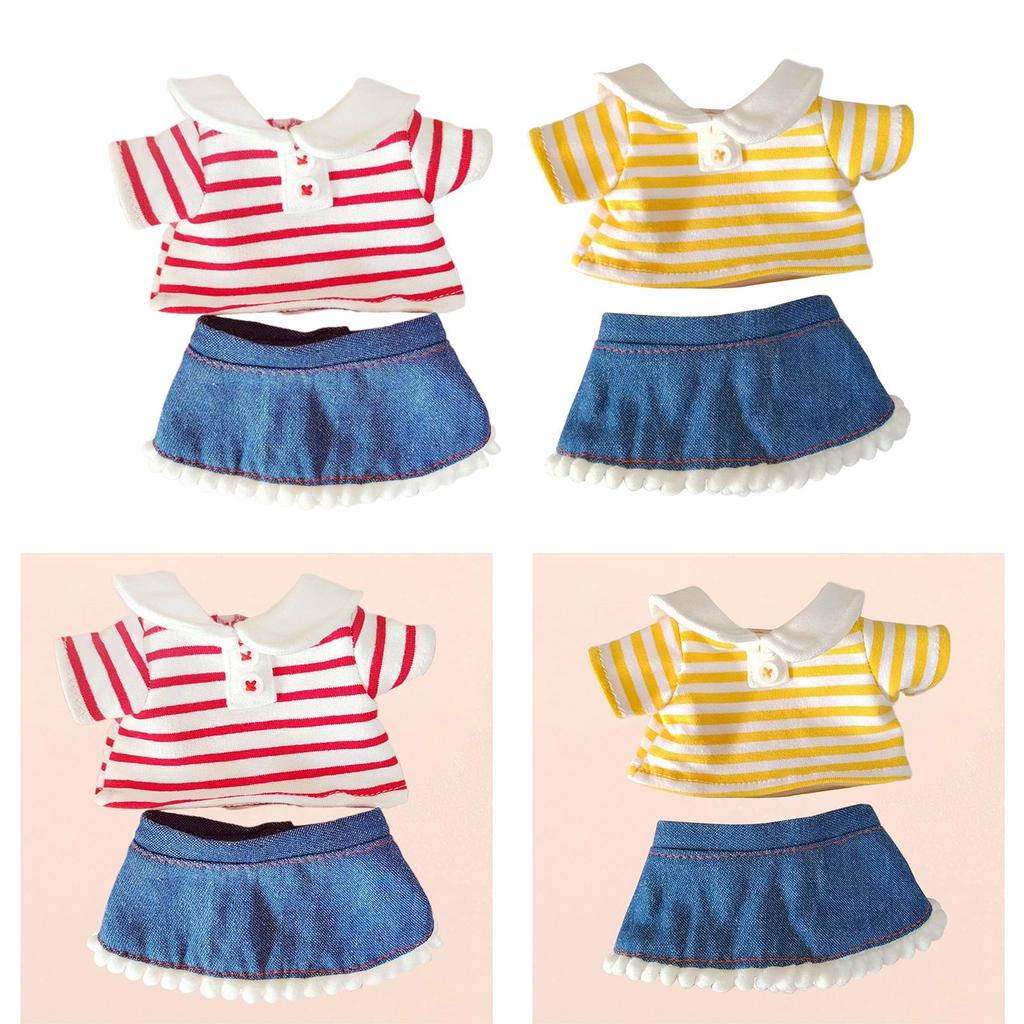 Doll T Shirt+Denim Skirt Soft Costume Outfits for 20cm Dolls Thanksgiving Gifts Birthday Gifts New Year Gifts Halloween Gifts