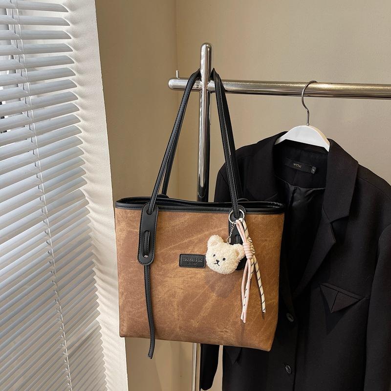 

Винтажная сумка-тоут большой вместимости Модная и высококачественная сумка на одно плечо Простая и элегантная сумка для работы коричневый