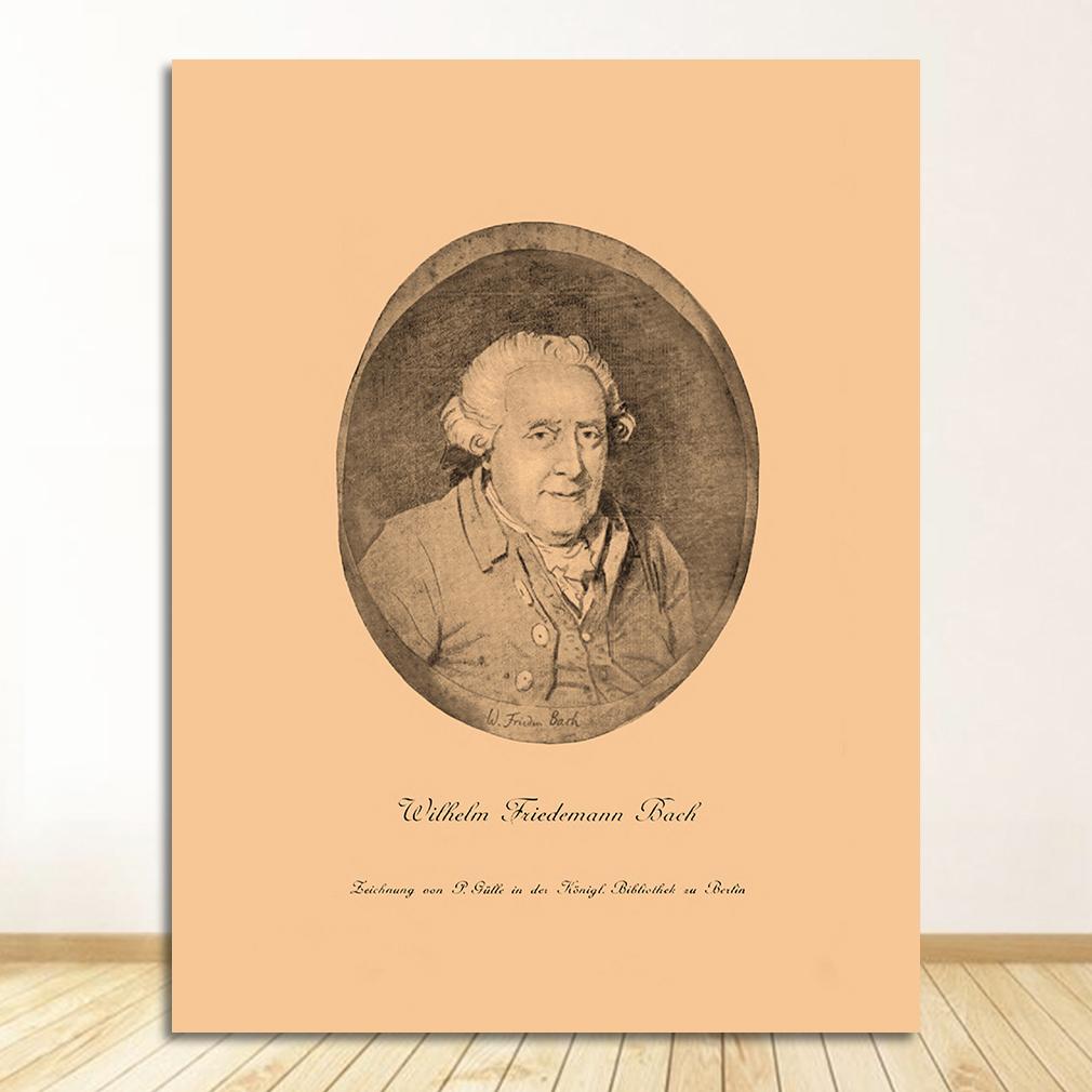 Canvas Painting Vintage Wall Pictures Kraft Poster Coated Stickers Home Decor Gift Johann Sebastian Bach German Musician