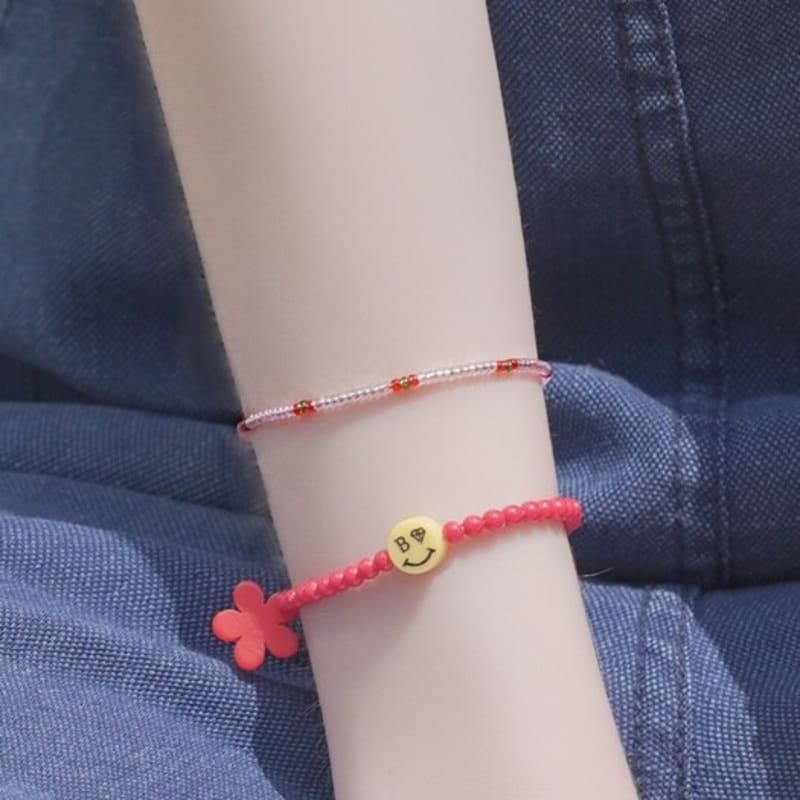 BONBEAU Mini Smile Charm Clear Color Beads Bracelet