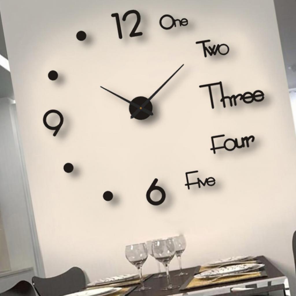 Wall Clock Frameless Decorative Silent Wall Art Clock for Living Room Bedroom