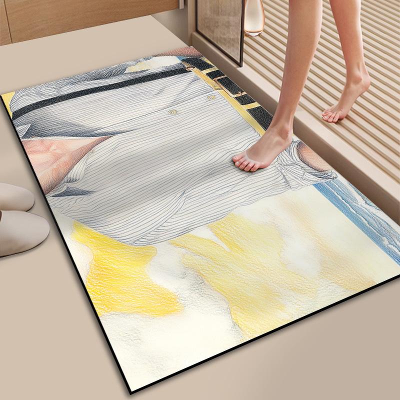 Entry Door Color Signature Handsome Boy Floor Mat Diatom Mud Absorbent Foot Mat Dirt Resistant Entry Door Door Door Mat Carpet Can Be Cut