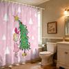 1 Stück rosa Cartoon Weihnachtsbaumdruck wasserdichte Duschabtrennung, Sichtschutz-Hängevorhang mit 12 Haken, mehrere Größen