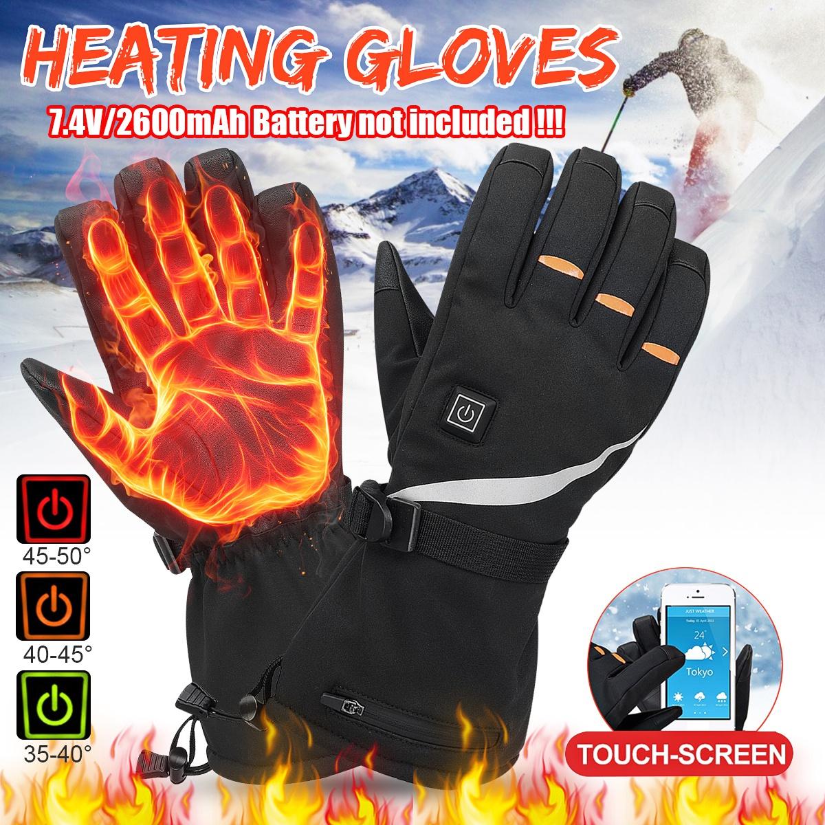 

Перчатки с подогревом для мужчин и женщин Сенсорный экран, 3-ступенчатая регулировка температуры для катания на лыжах, сноуборде Пеший туризм Велоспорт Охота