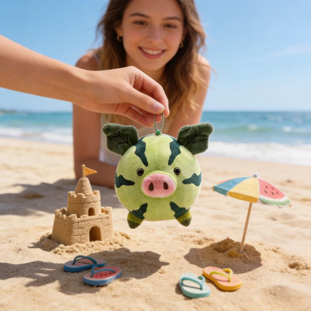 Summer Watermelon Pig Plush Toy With Pp Cotton Filling For Kids And Teens