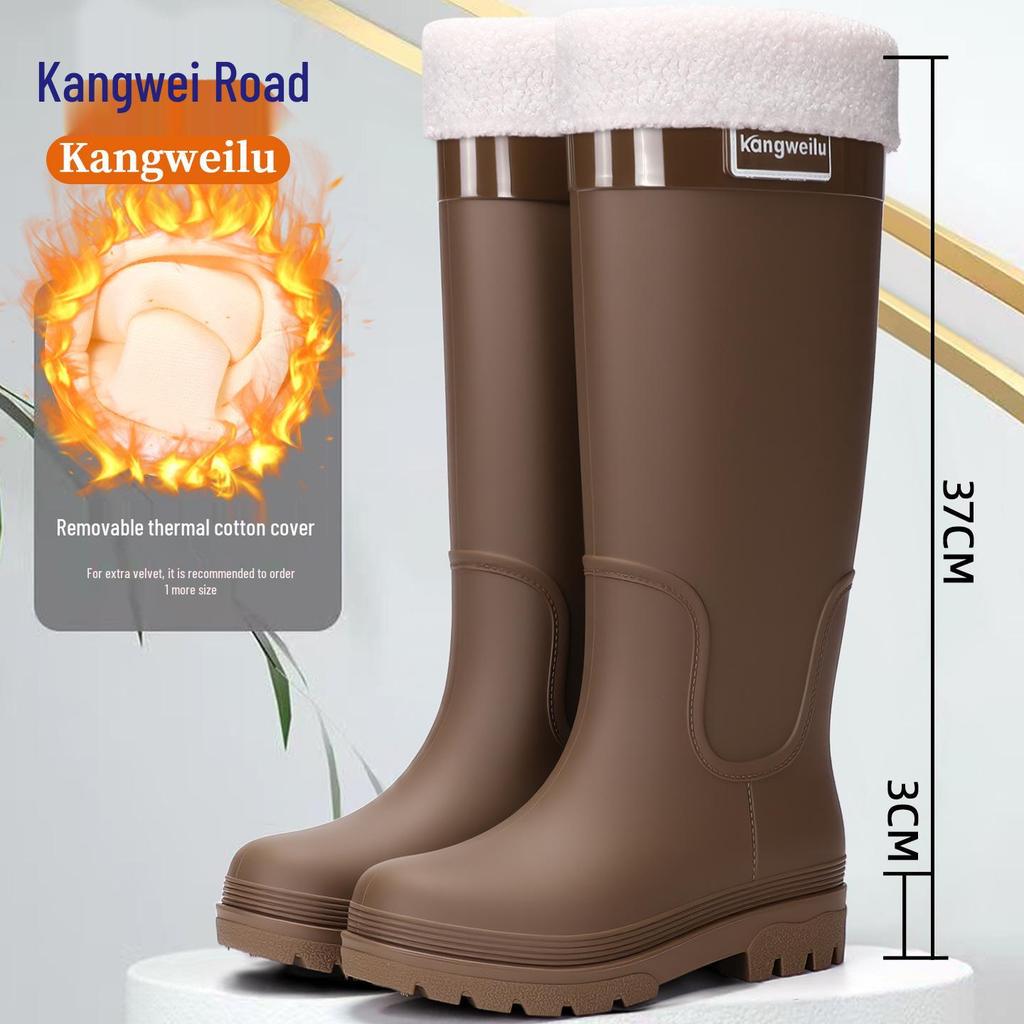 Bottes de pluie imperméables doublées polaire pour femme - Antidérapantes, à semelles épaisses, idéales pour la randonnée en forêt tropicale