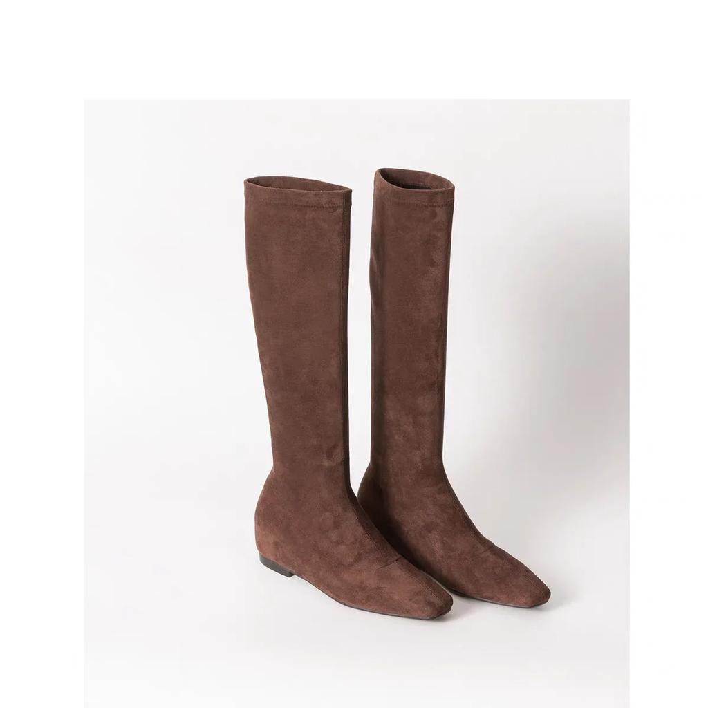 2024 Pantofi noi de damă Ghete de damă până la genunchi Ghete moderne concise pentru femei, cusut cu vârfuri pătrate, pantofi cu slip on la jumătatea gambei, pentru femei