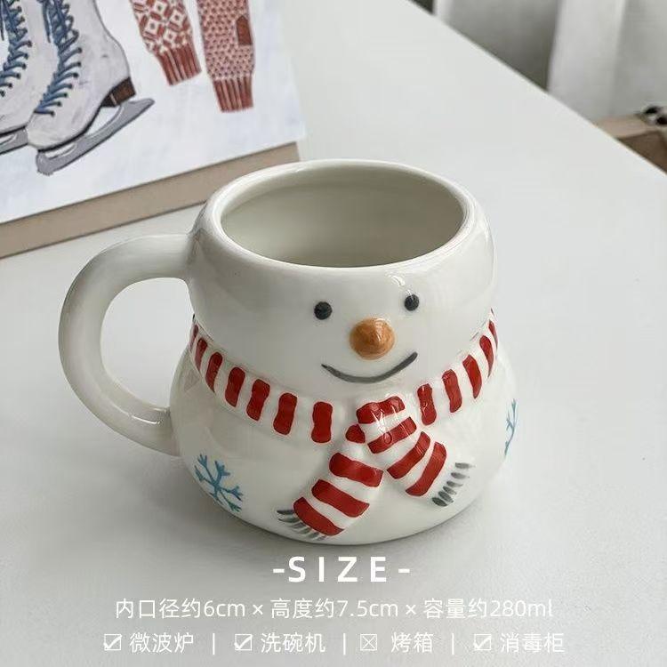 350ML Snowman Mug Creative Large Capacity Ceramic Cup Coffee Cups Lovely Men and Women Birthday Gift Dormitory Fund