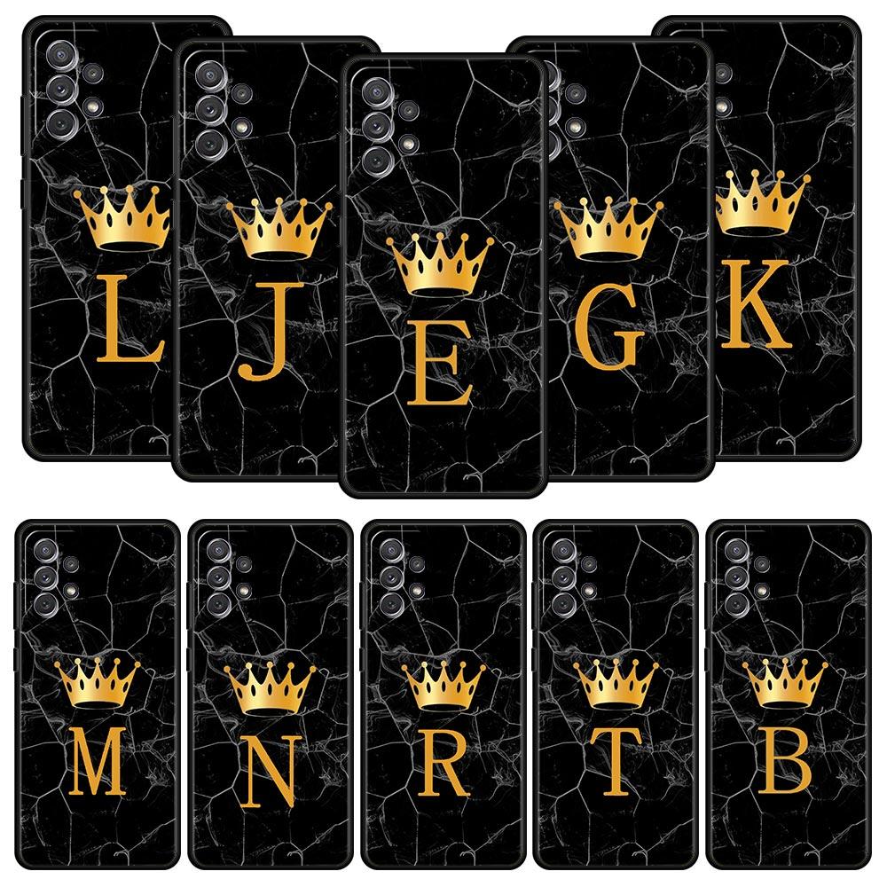 Crown Letter A Phone Case For Samsung Galaxy A17 A07 A55 A35 A25 A15 A05s A33 5G A31 A23 A21s A13 A41 A73 A53 A51 A71 A03s Cover