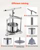 Fruit Wine Press, 0.8 Gallon/3L, Stainless Steel Manual Juice Maker with Powerful T-Shaped Handle, Juice Making for Apple/Grape/Orange/Berry,
