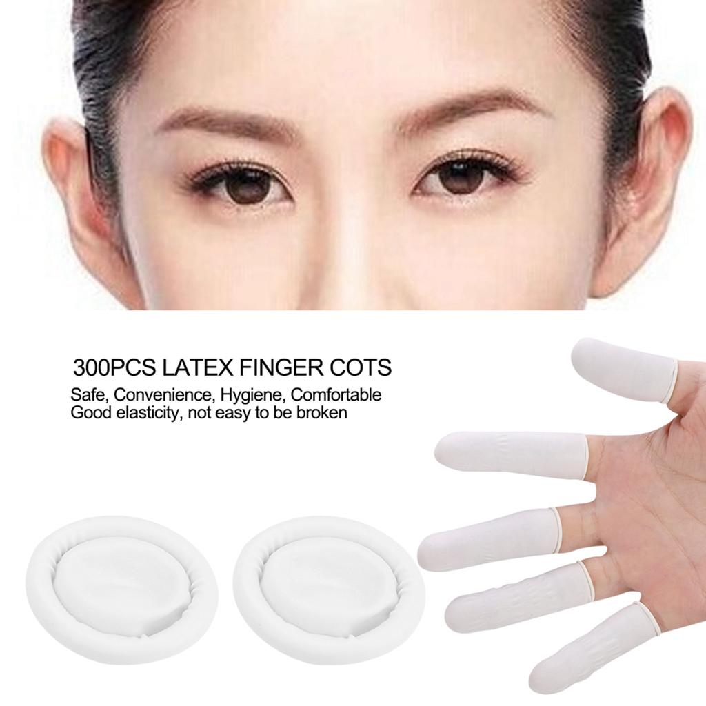 300pcs Natural Latex Finger Cots Ultra thin Safety Durable Elastic Tattoo Manicure Tool