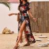 Women's Printed High Slit Long Casual Holiday Shirt Summer Fashion Dress