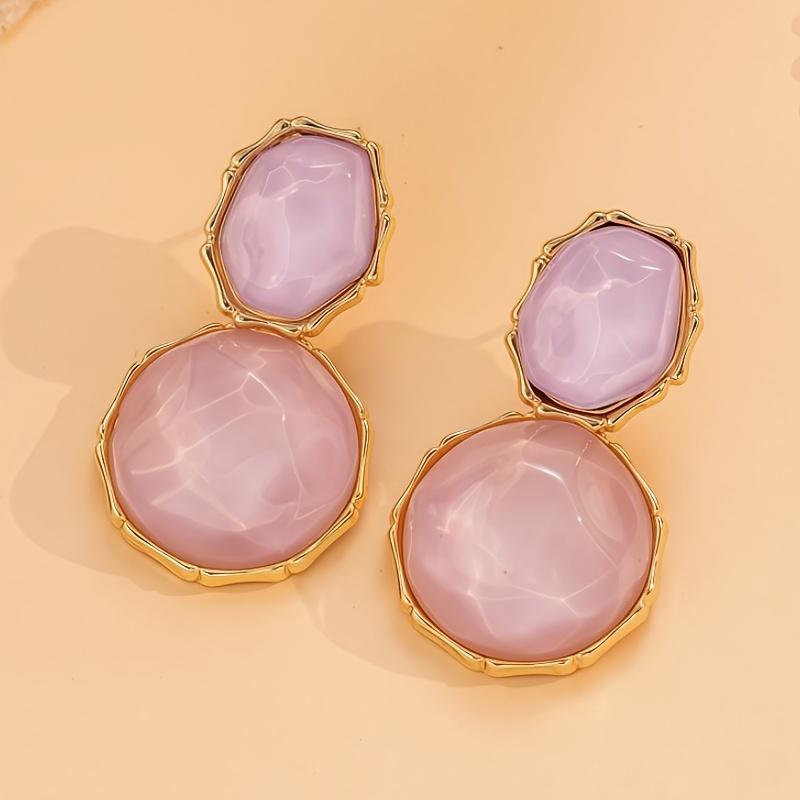 1 Pair Bohemian Geometric Oval Resin Drop Earrings, Vintage Elegant Women Daily Casual Prom Party Jewelry, Creative Gift for Her