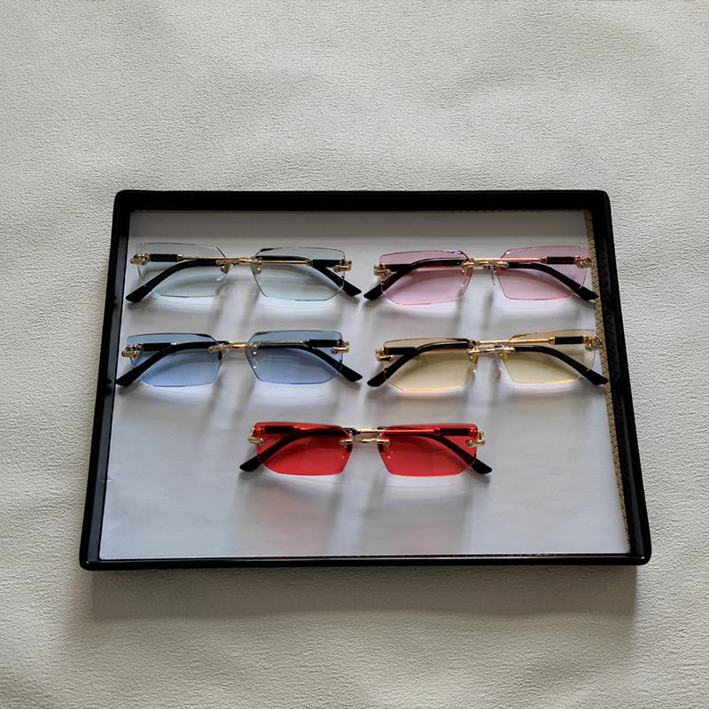 5 Pcs Rimless Rectangle Sunglasses For Men Women Fashion Simple Outdoor Accessory Sun Glasses Beach Travel Shades Eyewear
