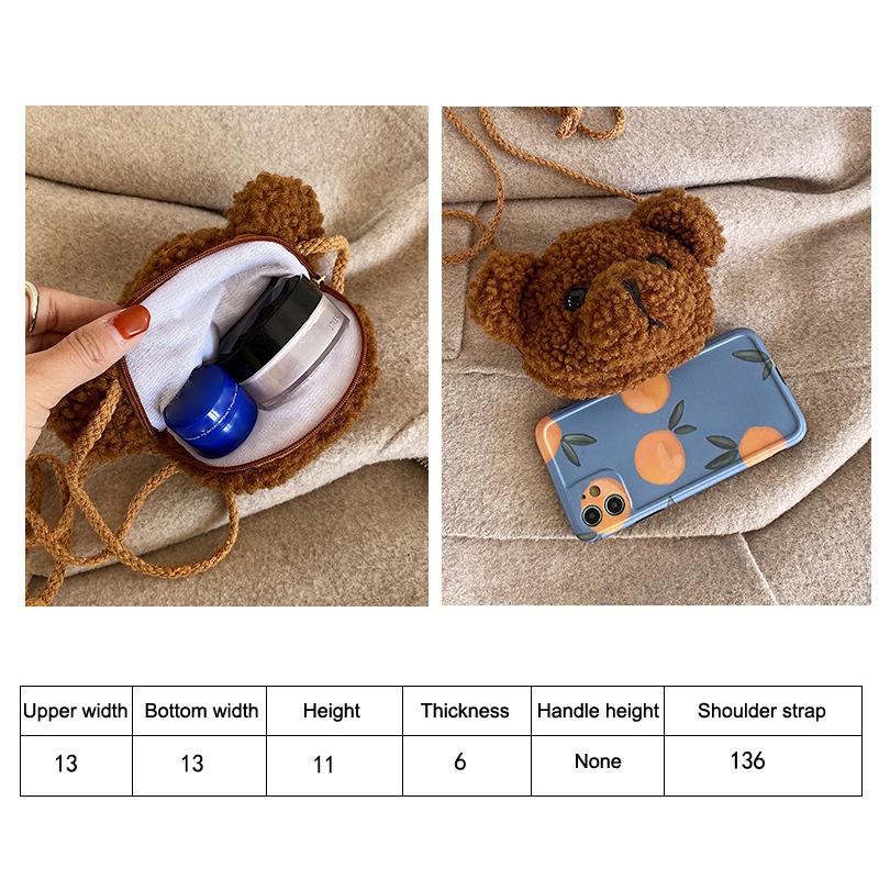 Cute Cartoon Bear Shoulder Bag For Children Kids Messenger Bags Animals Backpack Stuffed Plush Single Shoulder Bag Girls Purses