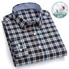 Men's Oxford Shirts Long Sleeve 100% Cotton Casual Plaid Soft Regular Fit Formal Dress Shirt Social Blouse Male Clothes 6XL 7XL