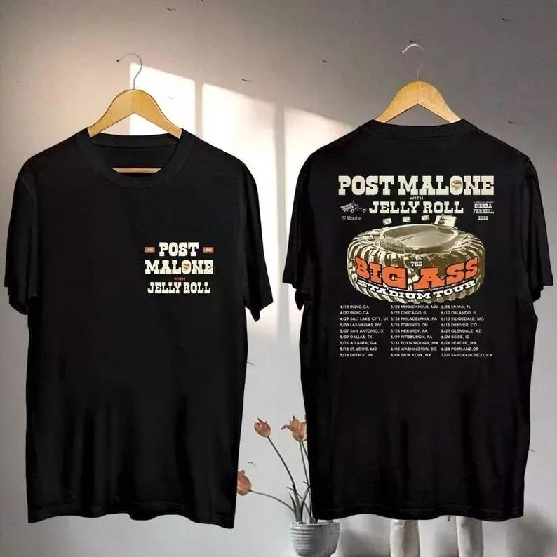 Post Malone And Jelly Roll Tour 2025 Unisex T-Shirt Mens Womens Tees Top M