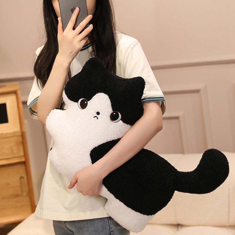 Adorable Cat Plush Toy Soft Kitty Huggable Pillow Stuffed Sofa Cushion Cute Doll Children Friends Holiday Birthday Xmas Gift