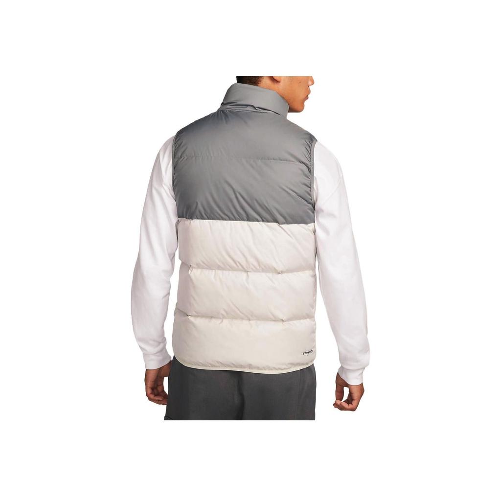 Nike Logo Print Casual Sports Stand Collar Down Zip Vest Men Outerwear Gray DV1136-084