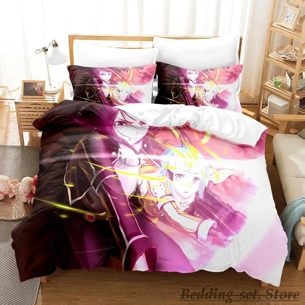 Neu Schwert Art Online II Bettwäsche Set Cartoon Anime drei-stück set Erwachsenen Kind Schlafzimmer Bettbezug Sets 3D Kawaii roupas de cama