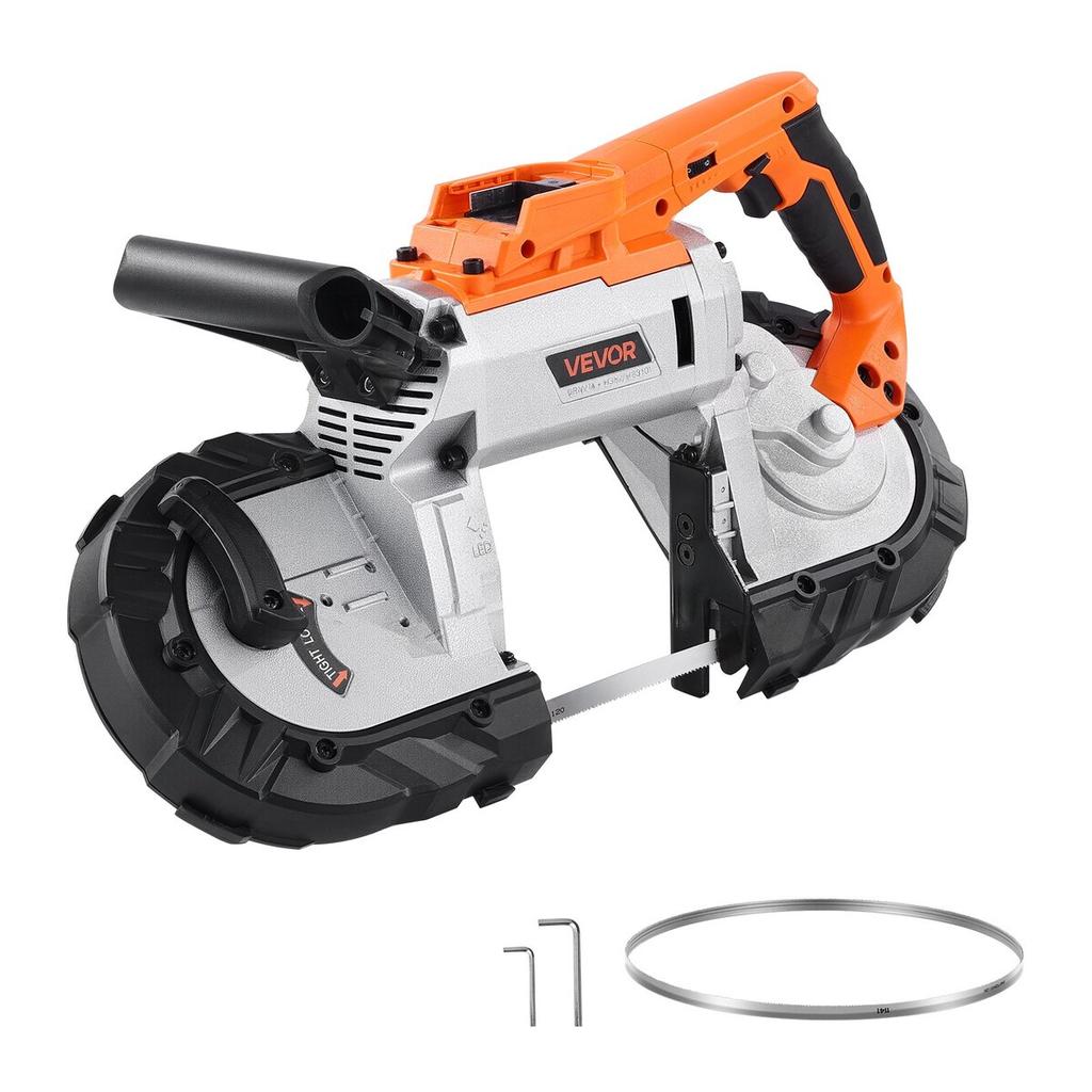 20V Portable Cordless Band Saw 5 In Cutting Depth 0-120 M/min Variable Speed Brushless Motor, With Led Light, For Cutting Steel, Aluminum, Cables,