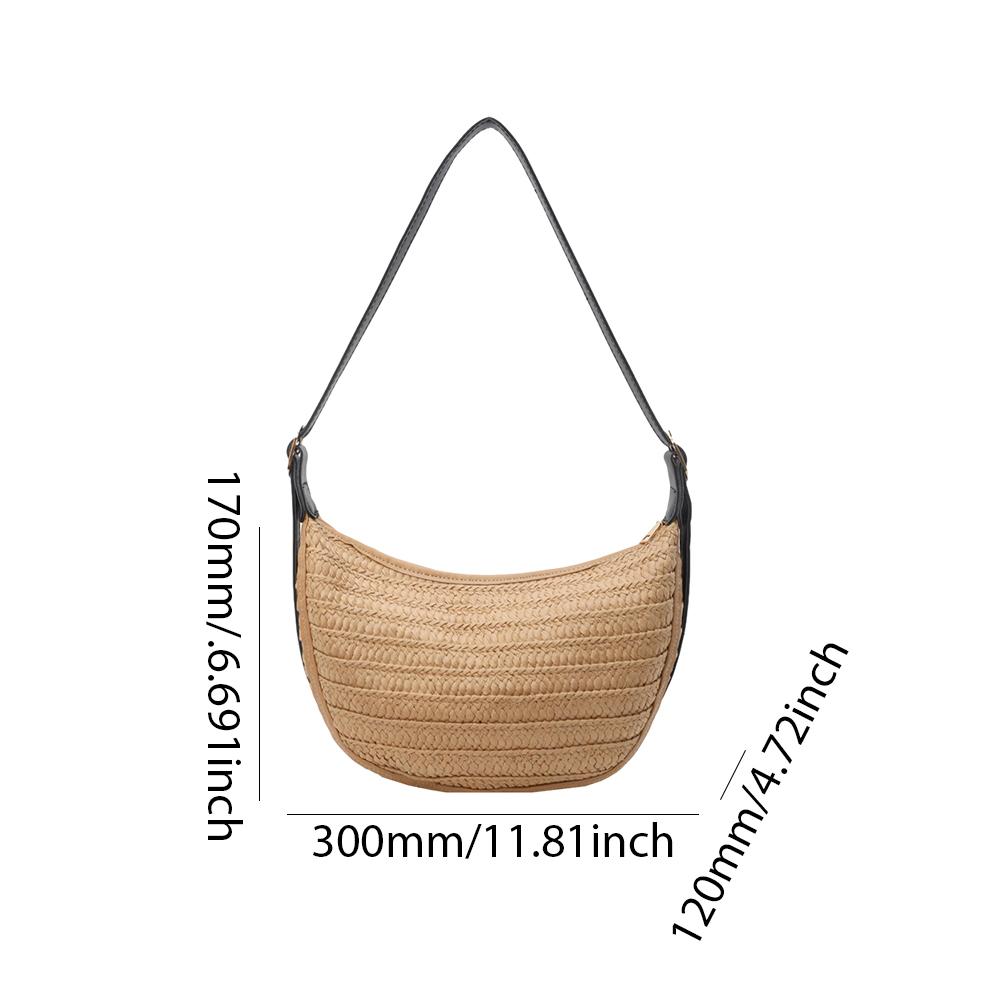 Summer Straw Bag for Women Trendy Woven Straw Shoulder Bags Casual Tote Crossbody Bag Raffia Hobo Beach Bag Rattan Totes Handbag