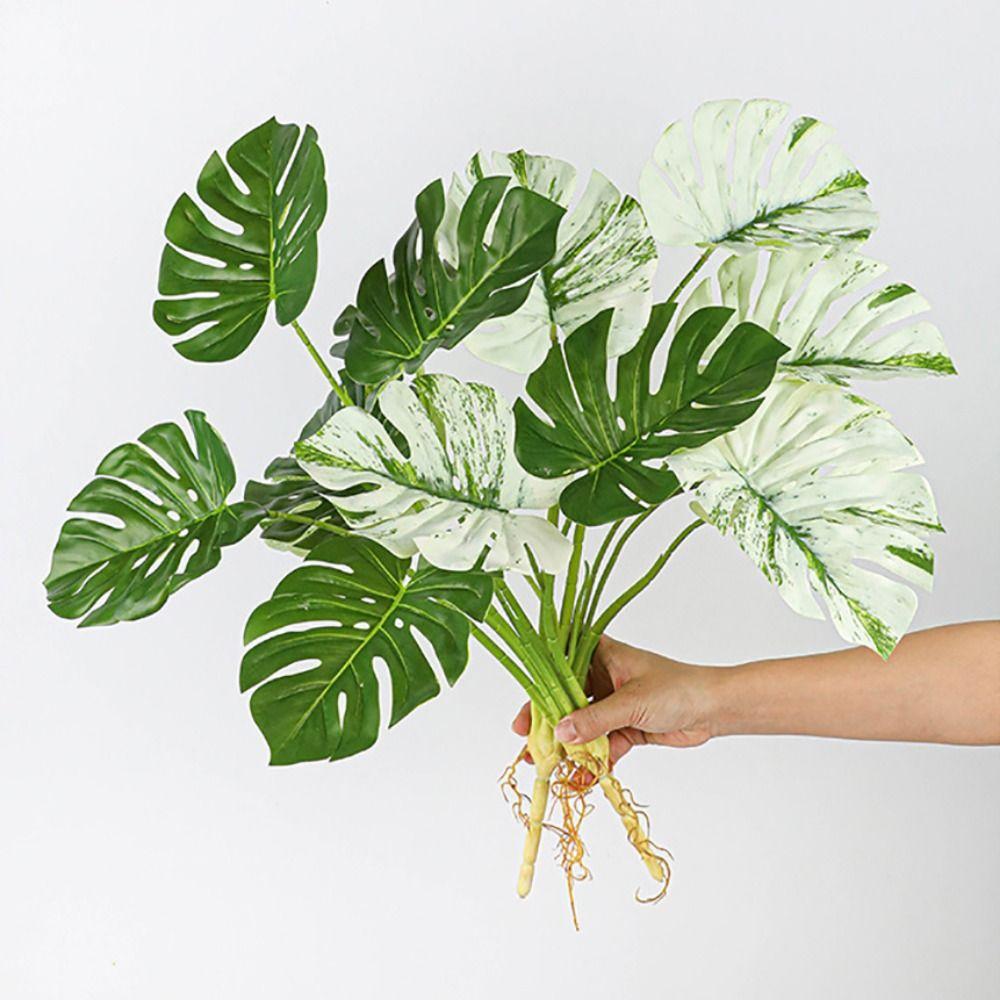 7 Heads Artificial Plant Multicolor Plastic Fake Palm Tree Large Size Water Plant Design Fake Greenery Leaf Home Decoration