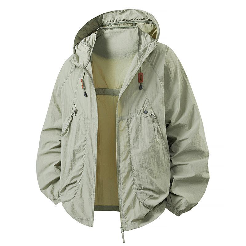 

8Colors Fast Ship Men s Sun Protection Clothing Summer Coats Male Fishing Windbreaker Jacket Man Camping Clothing Waterproof Trip Outerwear S зелёный