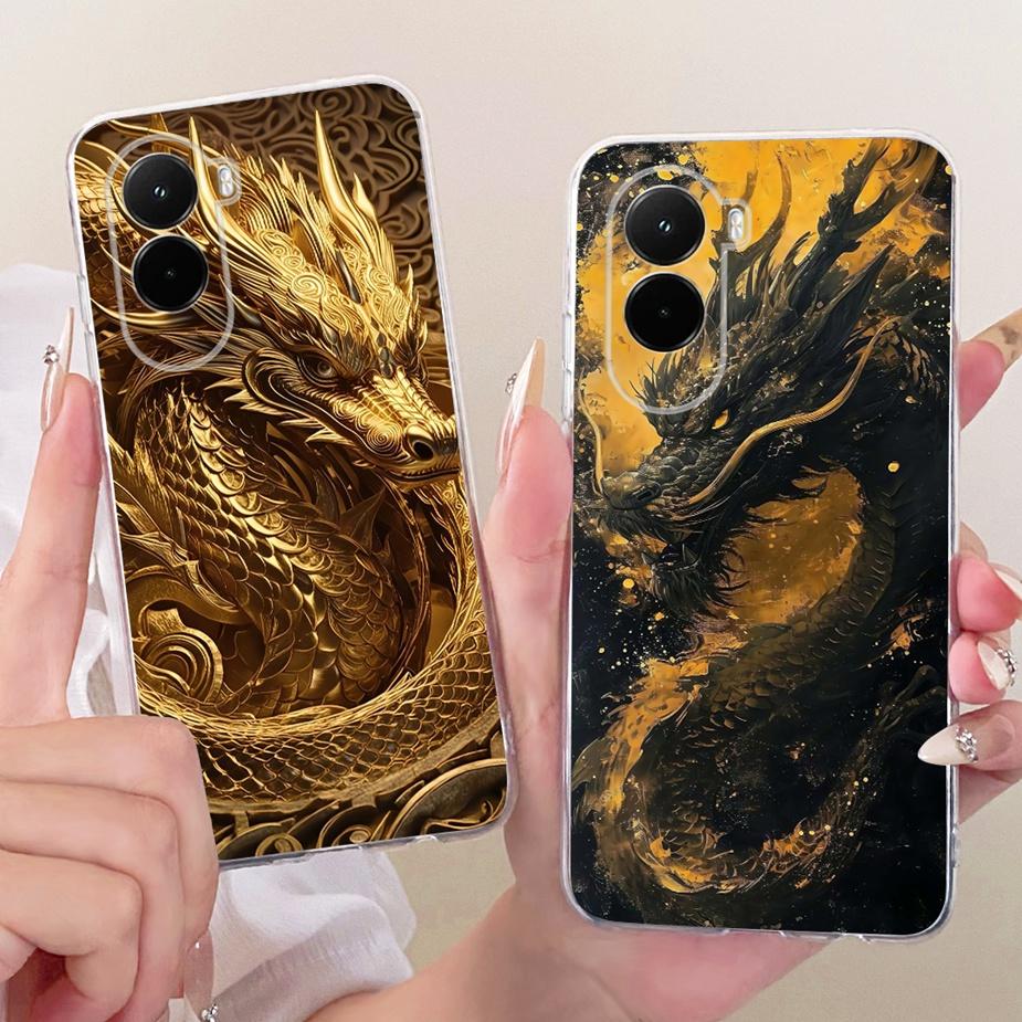 For Xiaomi Poco M7 4G Case PocoM7 Plus Cool Dragon Luxury Painted Cover Soft Silicone Case For Xiaomi Poco M7 Pro PocoM7 5G Bags
