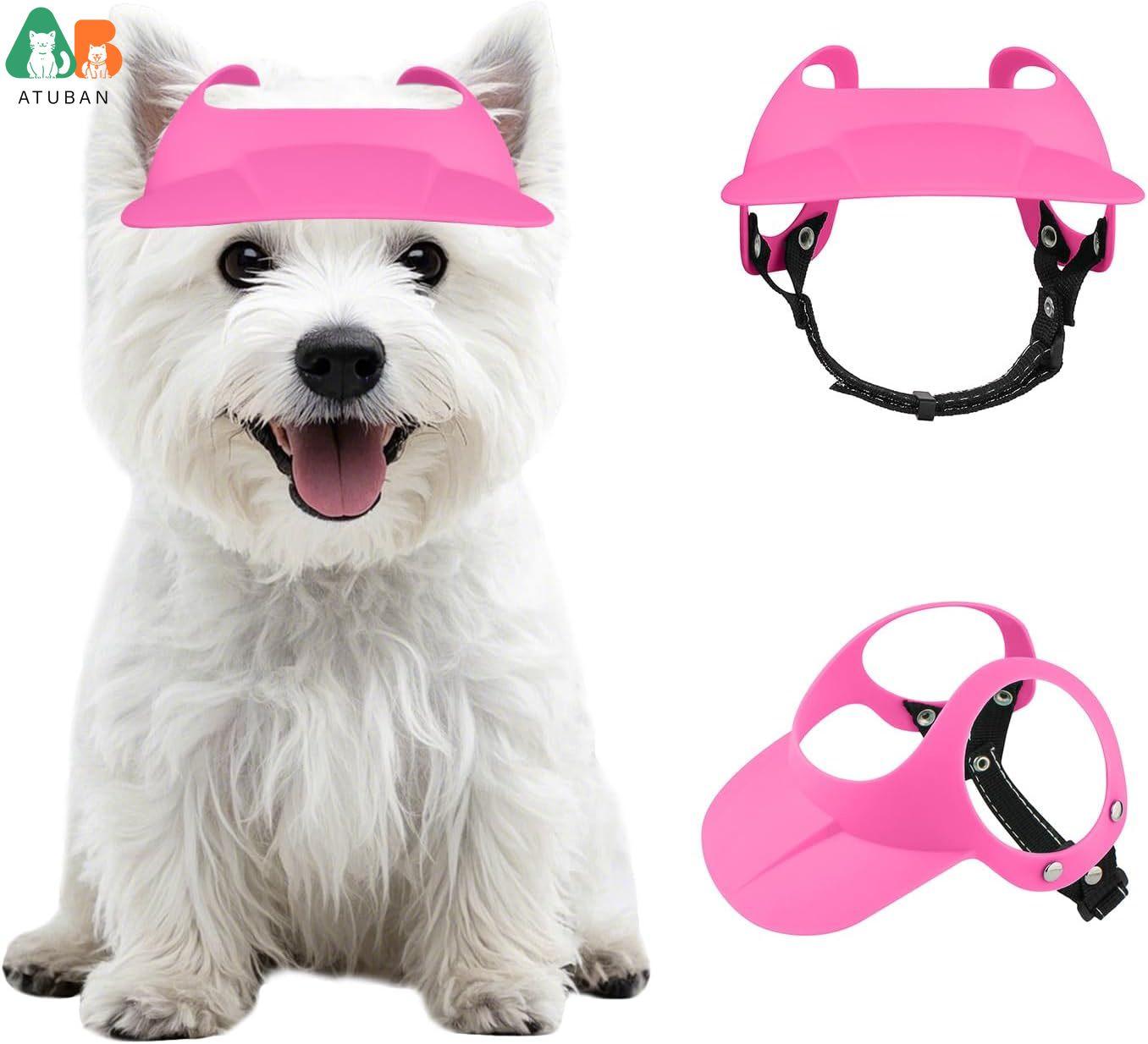 

ATUBAN Dog Visor Motorcycle Sun Hat Ear Holes Adjustable for Small/Medium Dogs 16.5-27.5lb,Stylish Doggy Visor,Easy Wear рожевий
