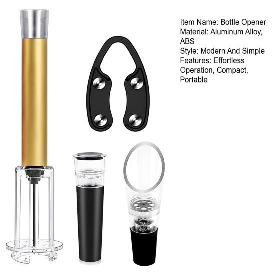 Abridor de Garrafa Pneumático Automático Removedor de Rolha com Cortador de Lacre Bico pourer e Rolha a Vácuo Ferramentas para Degustação de Vinho