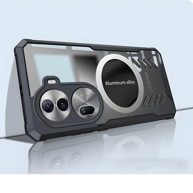 Full Cover Graphene Heat Dissipation PC Case For OPPO Reno 11 8 9 10 Pro Plus Breathable Cooling Car Mounted Magnetic Transparent Anti-Drop Back Shell