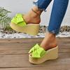 Fashion Aphixta Super High Heels Outside Slippers Women Sweet Butterfly Knot Mulers 4cm Platform Sandals Fluorescent Slides Plus Size 43