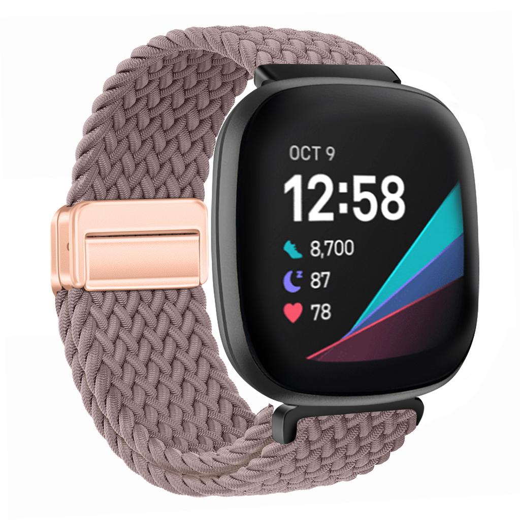 Nylon Braided Loop Strap For Fitbit Versa 4/3 Adjustable Metal Magnetic Bracelet Wristband For Fitbit Sense 2/1 Band Accessories