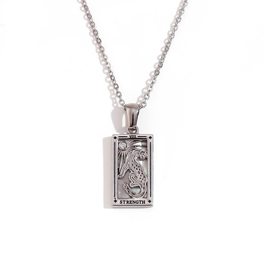 18K Gold-Plated Stainless Steel Tarot Card Necklace - European & American Retro Style
