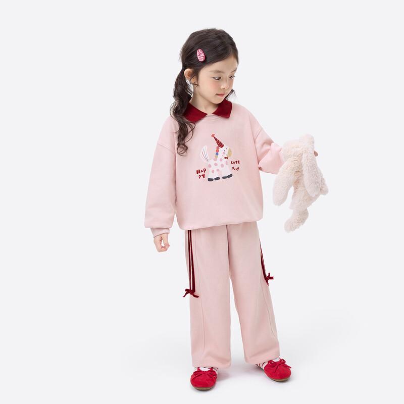 Girls' Little Horse Print Casual Set (Sweatshirt & Pants)