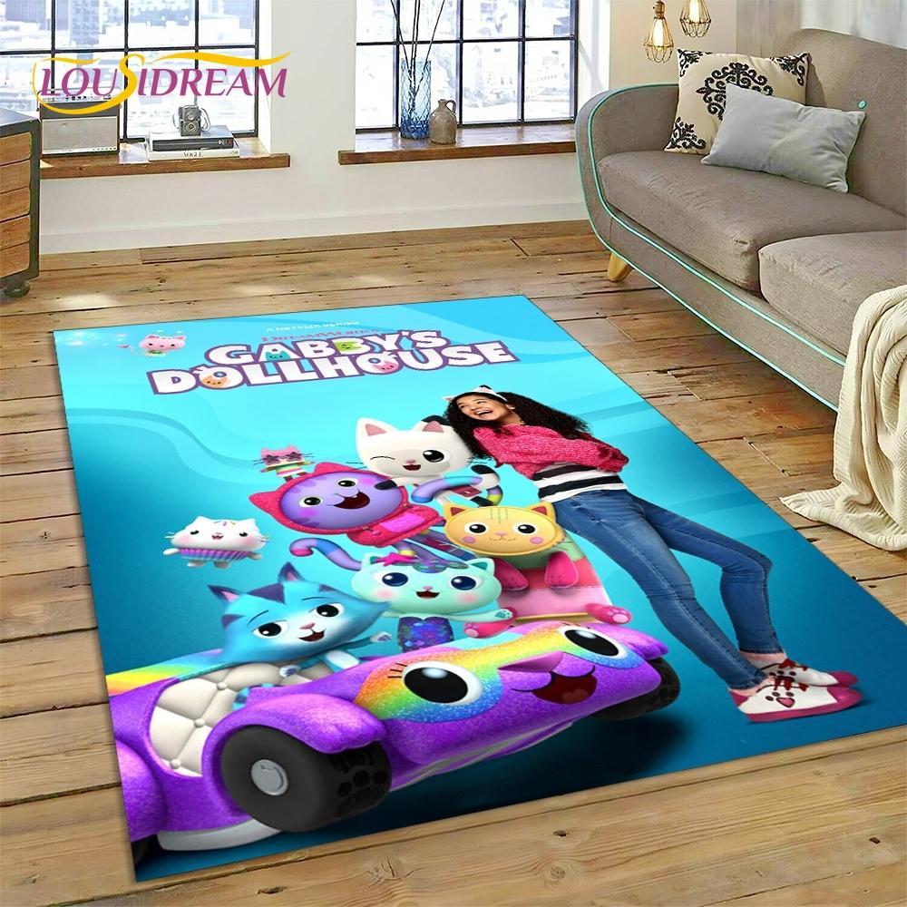 Cartoon Cute Gabbys Dollhouse Girl Rug Carpet for Living Room Bedroom Home Decor,Non-slip Decoration for Sofa Doormat Gifts Kid