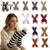 Stylish Half Finger Gloves Striped Knitted Arm Warmers for Women, Fingerless Sleeves, Soft Winter Daily Commuting Gear Thermal Wrist Autumn