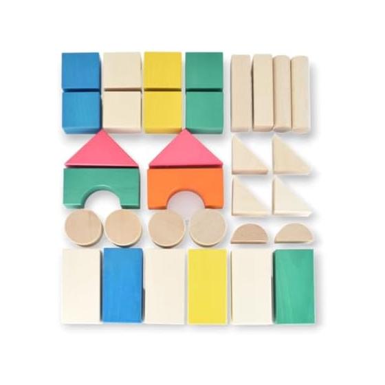 [NOKUBI] Colored Building Blocks, 32 Pieces, Made in Japan, Wooden Educational Toys, Gujo Hachiman, Baby Gift