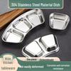 304 Stainless Steel Korean-Style Three-Compartment Fan-Shaped Dipping Sauce Dish for Barbecue and Hot Pot